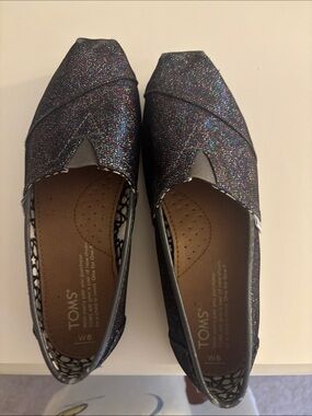 Toms Women's Sparkle Slip-On Flats in Black Multi-Glitter